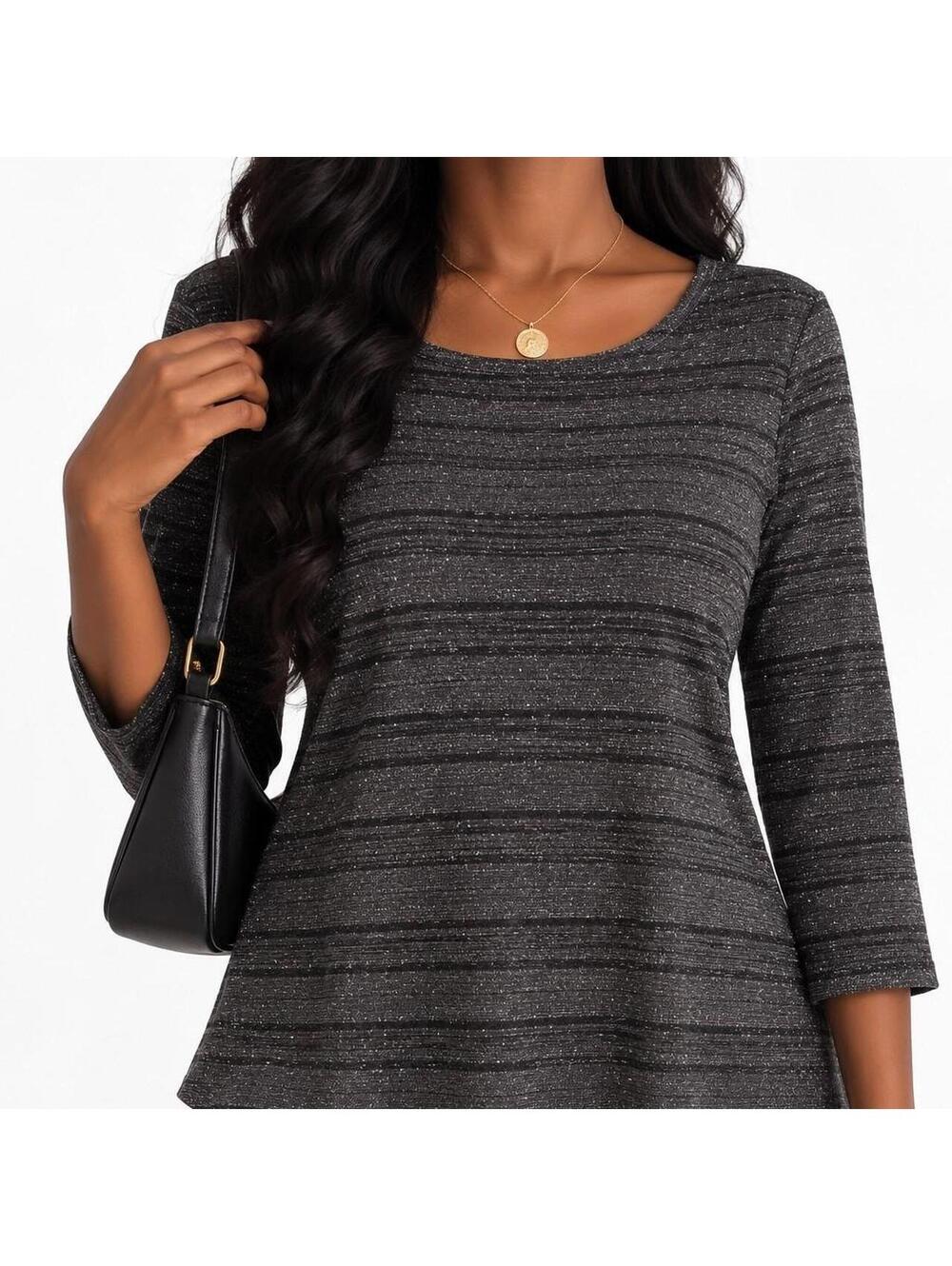 Y2K Party Glam Metallic Stripe Statement Top Tunic | Worthington L NWT